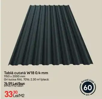 Tablǎ cutată W18 0.4 mm