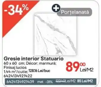 Brico Depôt Gresie interior Statuario Ofertă