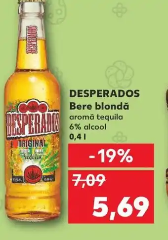 Kaufland DESPERADOS Bere blondă 0.4L Ofertă