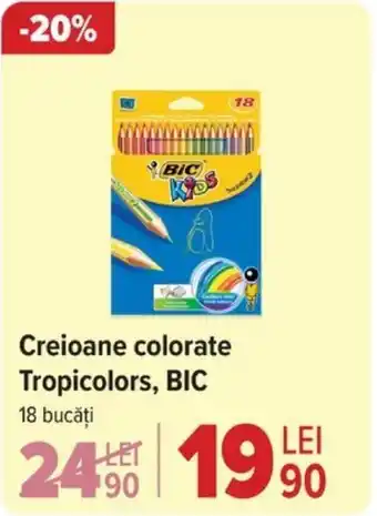 Carrefour Creioane colorate Tropicolors, BIC Ofertă