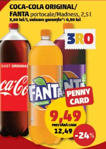 Penny COCA-COLA ORIGINAL/ FANTA 2.5L Ofertă