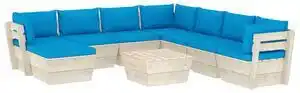 Favi Set mobilier grădină din paleți cu perne, 9 piese, lemn molid Ofertă