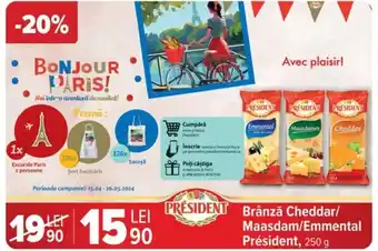 Carrefour Brânză Cheddar/ Maasdam/Emmental Président Ofertă