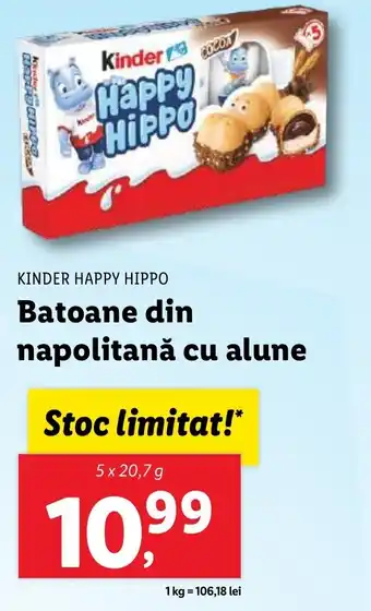 Lidl KINDER HAPPY HIPPO Batoane din napolitană cu alune Ofertă