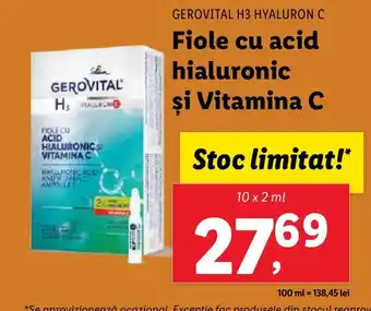 Lidl GEROVITAL H3 HYALURON C Fiole cu acid hialuronic şi Vitamina C Ofertă