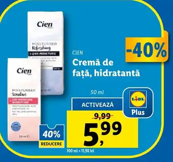 Lidl CIEN Cremă de faţă, hidratantă Ofertă