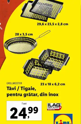 Lidl Tăvi / Tigaie, pentru grătar, din inox Ofertă