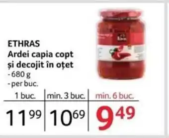 Selgros ETHRAS Ardei capia copt și decojit în oțet Ofertă