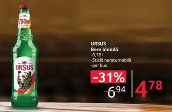 Selgros URSUS Bere blondǎ Ofertă