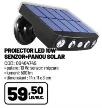 PROIECTOR LED 10W SENZOR+PANOU SOLAR