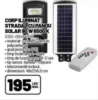 CORP ILUMINAT STRADAL CU PANOU SOLAR 90 W 6500K