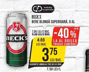 Mega Image BECK'S BERE BLONDĂ SUPERIOARĂ, 0.5L Ofertă