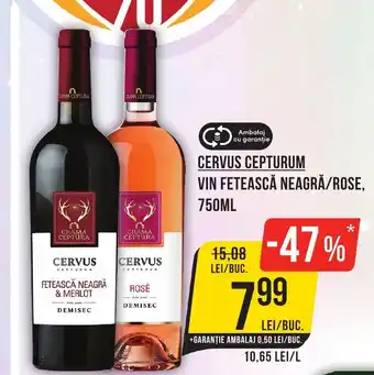 Mega Image CERVUS CEPTURUM VIN FETEASCĂ NEAGRĂ/ROSE, 750ML Ofertă