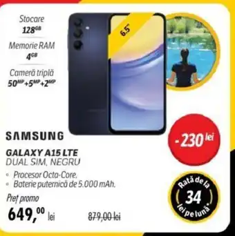 Flanco SAMSUNG GALAXY A15 LTE DUAL SIM, NEGRU Ofertă