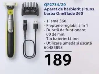 Selgros QP2734/20 Aparat de bărbierit şi tuns barba OneBlade 360 Ofertă