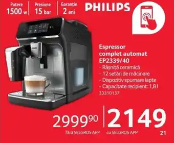 Selgros Espressor complet automat EP2339/40 Ofertă