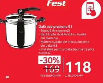 Selgros Oală sub presiune 9 l Ofertă