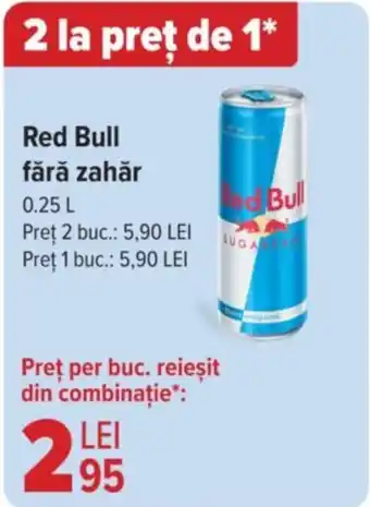 Carrefour Red Bull fără zahăr 0.25L Ofertă