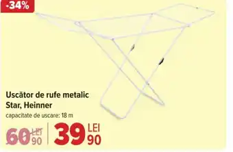 Carrefour Uscător de rufe metalic Star, Heinner Ofertă