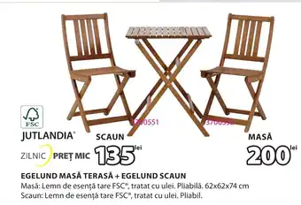 EGELUND MASĂ TERASĂ + EGELUND SCAUN