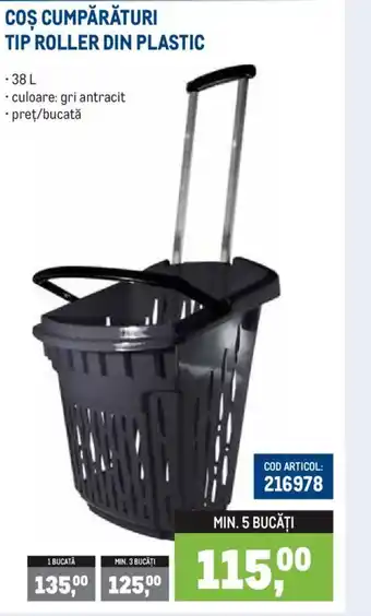 COŞ CUMPĂRĂTURI TIP ROLLER DIN PLASTIC