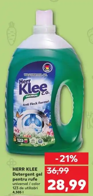 Kaufland HERR KLEE Detergent gel pentru rufe universal / color 123 de utilizări 4,305L Ofertă