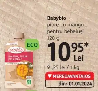 DM Babybio piure cu mango pentru bebeluși 120 g Ofertă