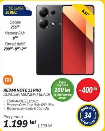 Flanco REDMI NOTE 13 PRO DUAL SIM, MIDNIGHT BLACK Ofertă