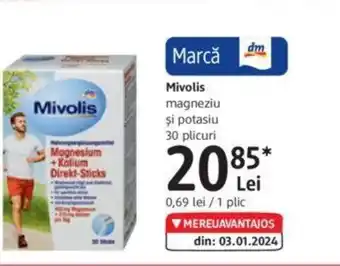 DM Mivolis magneziu şi potasiu 30 plicuri Ofertă