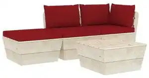 Favi Set mobilier grădină din paleți cu perne, 4 piese, lemn molid Ofertă