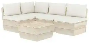 Favi Set mobilier grădină din paleți cu perne, 5 piese, lemn molid Ofertă