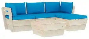 Favi Set mobilier grădină din paleți cu perne, 5 piese, lemn molid Ofertă