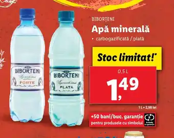 Lidl BIBORTENI Apă minerală 0.5L Ofertă