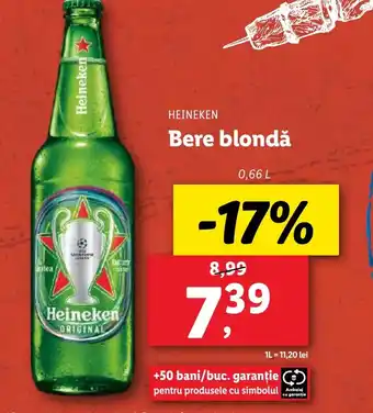 Lidl HEINEKEN Bere blondǎ 0.66L Ofertă