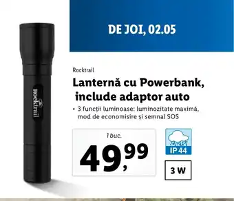 Lidl Rocktrail Lanternă cu Powerbank, include adaptor auto Ofertă