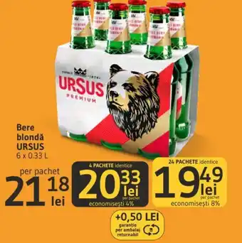 Supeco Bere blondǎ URSUS 6 x 0.33 L Ofertă