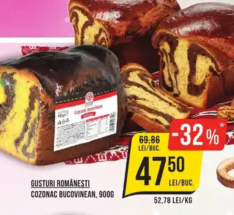 Mega Image GUSTURI ROMÂNEŞTI COZONAC BUCOVINEAN, 900G Ofertă
