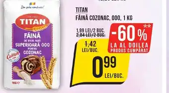 Mega Image TITAN FĂINĂ COZONAC, 000, 1 KG Ofertă