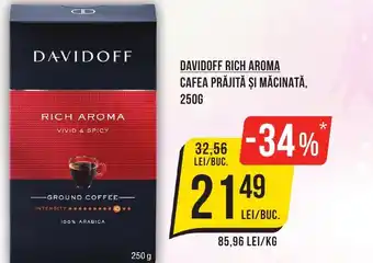 Mega Image DAVIDOFF RICH AROMA CAFEA PRĂJITĂ ŞI MĂCINATĂ, 250G Ofertă