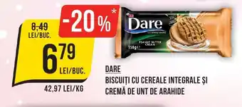 Mega Image DARE BISCUIȚI CU CEREALE INTEGRALE ŞI CREMĂ DE UNT DE ARAHIDE Ofertă