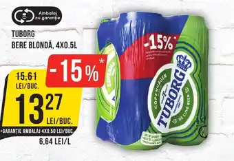 Mega Image TUBORG BERE BLONDĂ, 4X0.5L Ofertă