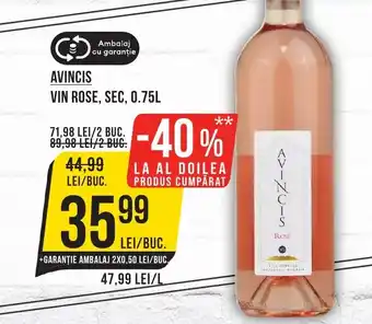 Mega Image AVINCIS VIN ROSE, SEC, 0.75L Ofertă