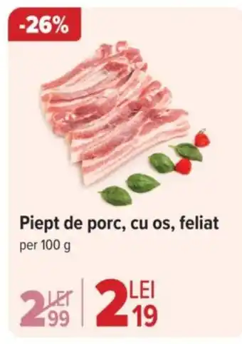 Piept de porc, cu os, feliat