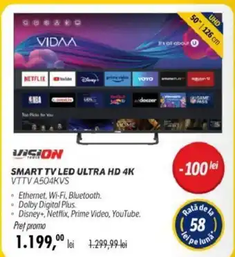 Flanco SMART TV LED ULTRA HD 4K VTTV A504KVS Ofertă