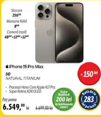 Flanco iPhone 15 Pro Max 5G NATURAL TITANIUM Ofertă