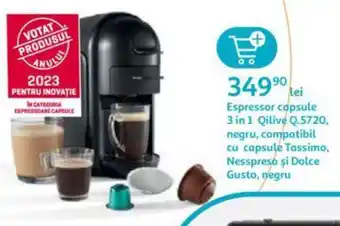 Auchan Espressor capsule 3 in 1 Qilive Q.5720, negru, compatibil cu capsule Tassimo, Nesspreso şi Dolce Gusto, negru Ofertă