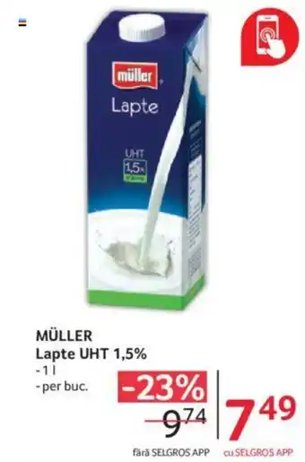 Selgros MÜLLER Lapte UHT 1,5% Ofertă