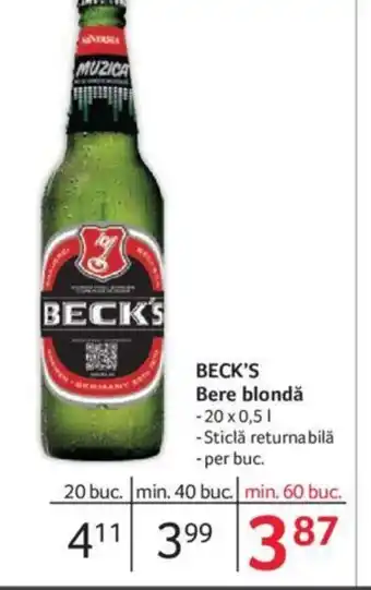 Selgros BECK'S Bere blondǎ Ofertă
