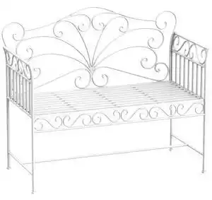 Favi Bancuta cu 2 Locuri pentru Gradina Outsunny, Fier, Alb, 109.5x51x95.5cm | Aosom RO Ofertă