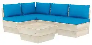 Favi Set mobilier grădină din paleți cu perne, 5 piese, lemn molid Ofertă